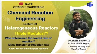 Lect 30 Heterogeneous CRE Chemical Reaction Engineering GATE  CRE Prashil Badwaik VNIT IIT B [upl. by Adlesirk]