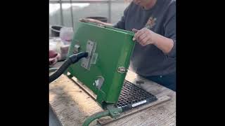 Seeding 288 trays of petunias with Deb [upl. by Aitnom]