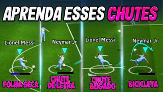 MELHORES CHUTES DO EFOOTBALL 2025 MOBILE  Aprenda chute de bike trivela folha seca e outros [upl. by Nemajneb4]