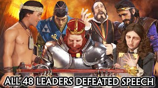 CIV 6  ALL 48 LEADERS DEFEATED SPEECH CIV A to Z ORDER RISE AND FALL  GATHERING STORM DLC [upl. by Iorgo]