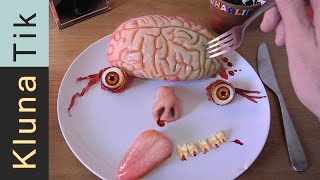 Klunatik Eating BRAINS EYEBALLS and a TONGUE Kluna Tik Dinner 37  ASMR eating sounds face [upl. by Arikahs]