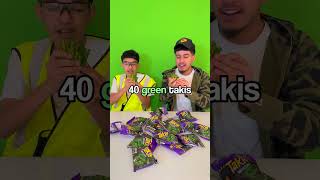 Who Can Eat The Most Green Takis In One Bite [upl. by Shulock]