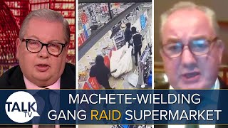 “Wild West Britain” CCTV Shows MacheteWielding Gang Raiding Supermarket [upl. by Retsevlys]