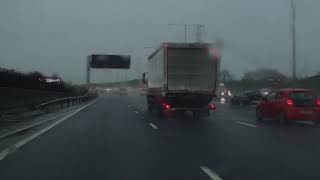 High Wycombe M40 Motorway to M3 Motorway In Rainy Weather January 2nd 2018 [upl. by Noryt]