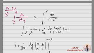 Evaluation of definite Integration Ex 93 problem 1 i [upl. by Couhp]