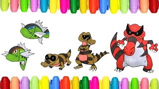 Pokemon coloring pages  Basculin Sandile Krokorok and Krookodile [upl. by Skip]