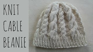 Cable Beanie  Easy Knit Pattern amp Tutorial [upl. by Sixla]