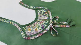 خياطة موديل نازك و رقيق  Very beautiful blouse design cutting and stitching very easy method [upl. by Adlesirc]