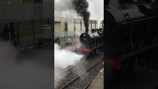 Footplate crew LMS 4F midland 44422 BishopsLydeard steam locomotive railways westsomerset [upl. by Engenia]