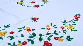 Hand embroidery bedsheet design  हैंड एंब्रायडरी बेडशीट डिजाइन  Fancy flower embroidery designs [upl. by Enidanreb]