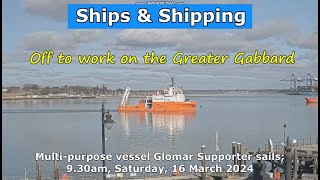 Off to Work on the Greater Gabbard Glomar Supporter sails from Harwich International 16 March 2024 [upl. by Irah]