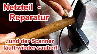 Steckernetzteil Reparatur öffnen Elko tauschen Fehler Netzteil macht Streifen am Scanner [upl. by Perri]