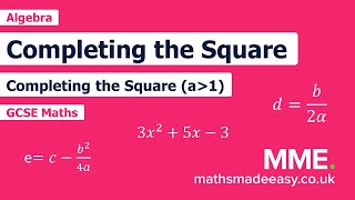 Algebra Completing the Square a greater than 1 [upl. by Dray]