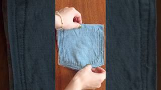 👖jeans pocket sewing idea🪡shorts sewing handmade remake upcycling [upl. by Aihsatsan155]