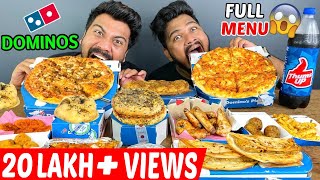 DOMINOS FULL MENU EATING MUKBANG  EATING PIZZA CHICKEN WINGS MEAT BALLS CHICKEN TACO Ep389 [upl. by Ronny716]