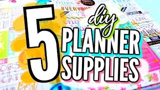 5 EASY DIY PLANNER SUPPLIES  About my Happy Planner  Back to School DIYs 2017 [upl. by Aloin]