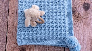 How to Crochet a Baby Blanket for Beginners Super EASY amp QUICK Only 1 row to repeat [upl. by Three5]