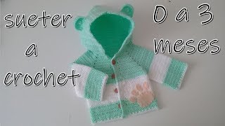 Suéter para niño a crochet 0 a 3 meses [upl. by Marlane448]