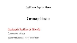 Cosmopolitismo  José Ramón Esquinas Algaba [upl. by Olwena]