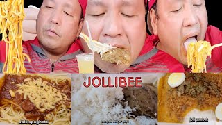 EATING JOLLIBEE SPAGHETTI  JOLLIBEE PALABOK  JOLLIBEE BURGER  ASMR  MUKBANG  EATING SHOW [upl. by Felicio]