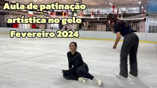 Aula de patinação artística no gelo  fevereiro de 2024 tentando fazer elementos com velocidade [upl. by Dov]