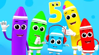 Five Little Crayons Learning Videos and Nursery Rhymes for Kids [upl. by Leslie]