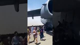 People fell off Boeing C17  Chaos at Kabul Airport Afghanistan shorts [upl. by Nosreh]