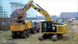 Bagger CATERPILLAR 323 E belädt Trecker FENDT 820 Vario mit Dumper  Soeren66 [upl. by Chas]