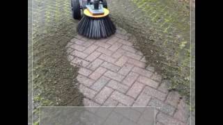 How to remove moss from a driveway Block Paving Mossmatic Weed Brush [upl. by Alfeus102]