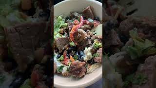 Homemade ribeye in qdoba veggie bowl lowcarblife steak cooking lowcarbusa food [upl. by Derfiniw]