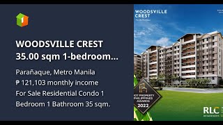 WOODSVILLE CREST 3500 sqm 1bedroom Residential Condo For Sale in Paranaque [upl. by Ecnerwaled974]