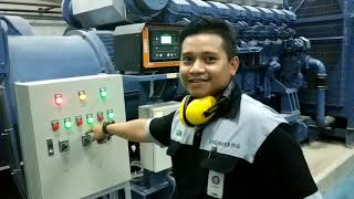 Start up Mesin genset MITSUBISHI V16 amp Simulasi conecting ke beban  Incoming PKG  LVMDP [upl. by Liebman]