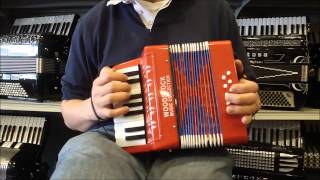 WDTOYPA8R  Red Woodstock Toy Piano Accordion M 17 8 40 [upl. by Anali]