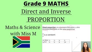 Grade 9 Maths Proportion grade 9 direct and inverse proportion part 1 [upl. by Mina]