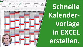 Schnelle Kalendervorlage in Excel erstellen [upl. by Onurb]