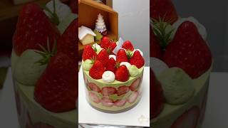 Immersive cake making  Strawberry pistachio crisp cake tutorial ❗️ Immersive cake making Cake [upl. by Niret369]