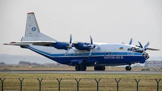 Motor Sich Antonov An12BK UR11316 Windy Landing At Belgrade Airport [upl. by Monteria691]