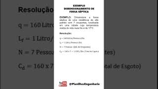 Exemplo  Dimensionamento de Fossa Séptica engenharia construção hidrossanitário arquitetura [upl. by Tratner]