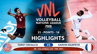 Usa vs France  VNL 2021  Highlights  Torey Defalco vs Earvin Ngapeth [upl. by Sirac394]