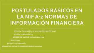 Postulados Básicos de Contabilidad NIF A2 [upl. by Ceevah]