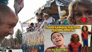 TRADISI KARNAVAL DI AUSTRIA  FASCHING DIENSTAG DISEKOLAH TK  SPIDERMAN COSTUME [upl. by Body]