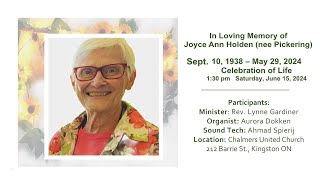 In Loving Memory of Joyce Ann Holden  Celebration of Life [upl. by Nerahs682]