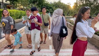 🇹🇭 Bangkok City Sunset Walk Benchakitti Park  Walking Tour 4K HDR [upl. by Anertac]