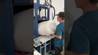 Compressing Comforters for Easy Packing PackingInnovation HydraulicPress SpaceSaving [upl. by Becker]