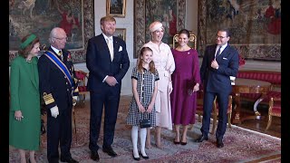 Carl Gustaf Victoria Estelle en co verwelkomen WillemAlexander en Máxima [upl. by Angeli]