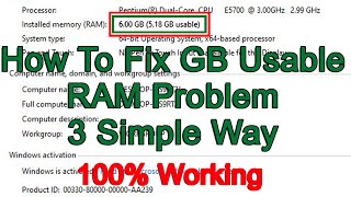 How to fix GB usable ram problem 2023  3 simple Way [upl. by Kayle]