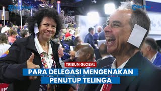 Para delegasi mengenakan penutup telinga di konvensi nasional Partai Republik di Milwaukee [upl. by Kern]