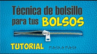 Como hacer un bolsillo con cierrezipper externo e interno para un Bolso o Cartera [upl. by Uchida]