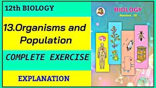 12th biology ch13 Organisms and population complete exercise answer Explanation  Maharashtra board [upl. by Bortman]