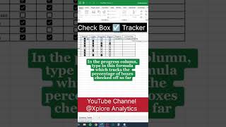 Fully Functional Check Box ☑️ Tracker youtube shorts chart checkboxes exceltraining motivation [upl. by Kela]